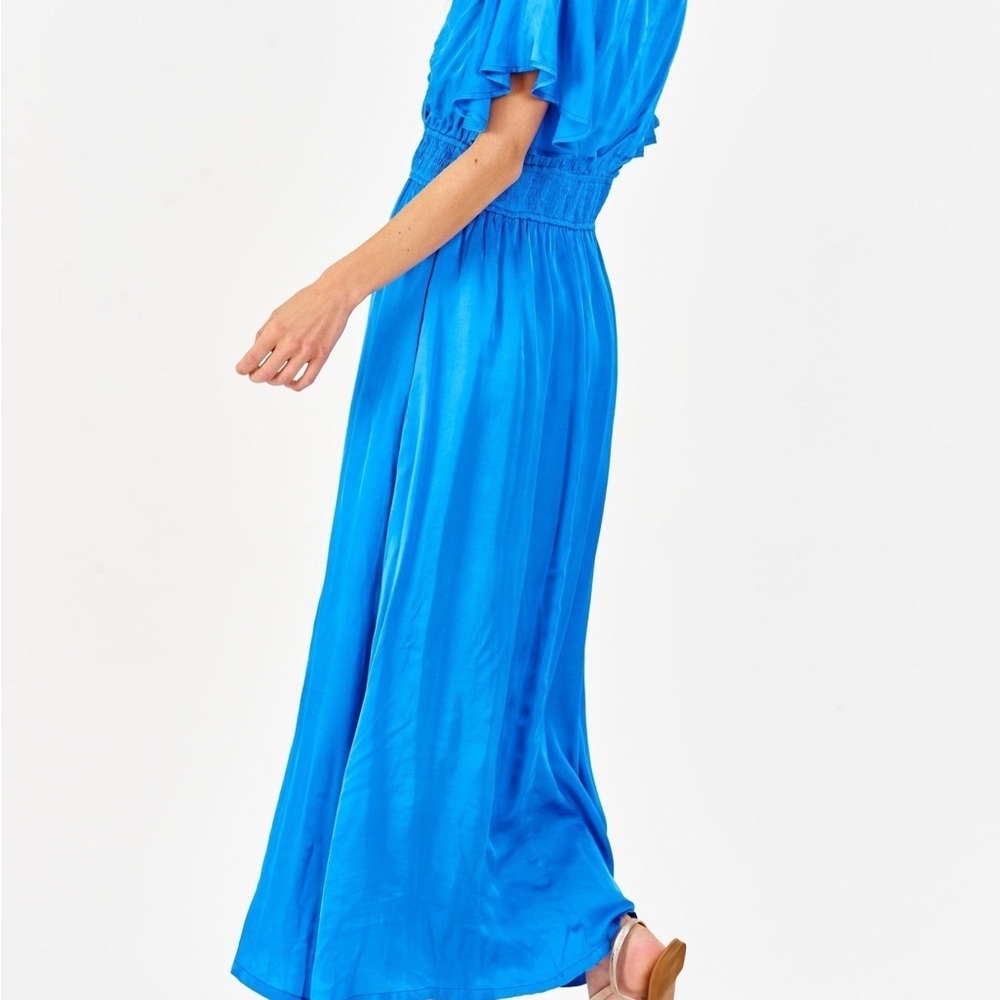 Dear John Sapphire Capri Blue Maxi Satin Dress - Picture 3 of 8